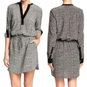 VINCE Black & Gray Geometric Pattern 100% Silk Dress Sz XS